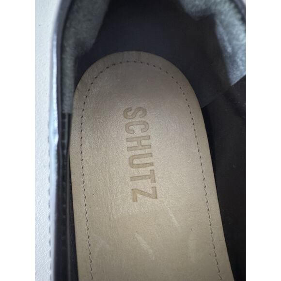 Schutz 6B Womens Black Leather Gold Chain Christie Loafers Slip On Muller Patent - Picture 5 of 9